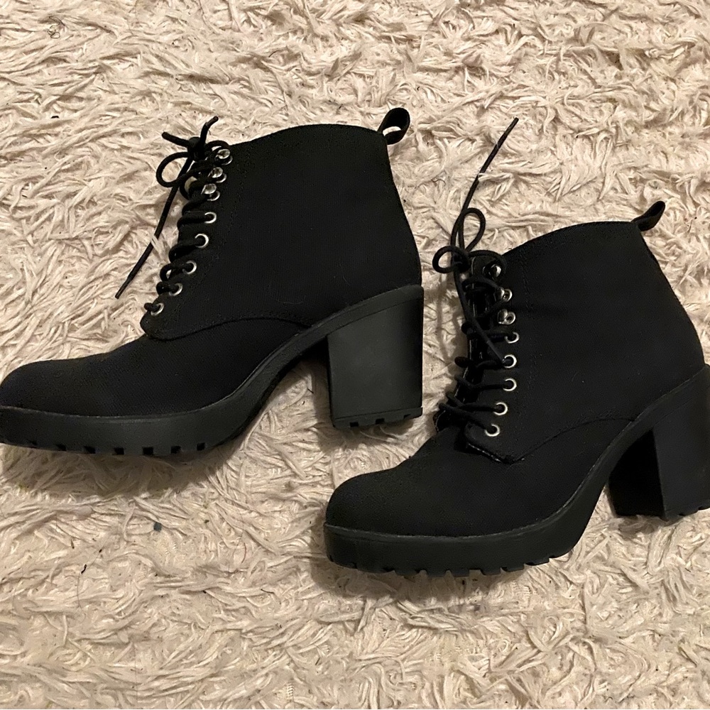 Black lace up boots. Size 7 1/2